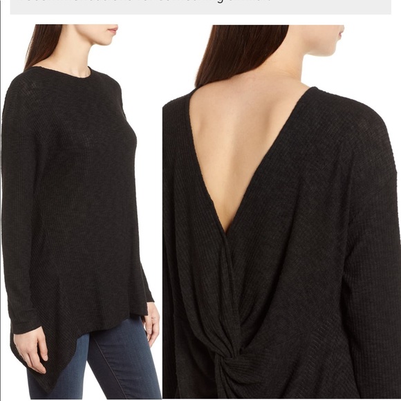 Gibson ribbed cozy fleece twist back top - Picture 4 of 4